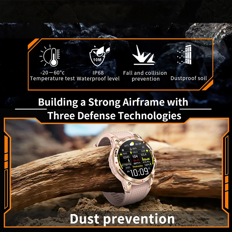 Smart Watch 1.5" AMOLED HD Screen Bluetooth Call GPS Men Military Sports Fitness Tracker For Android IOS 400mAh