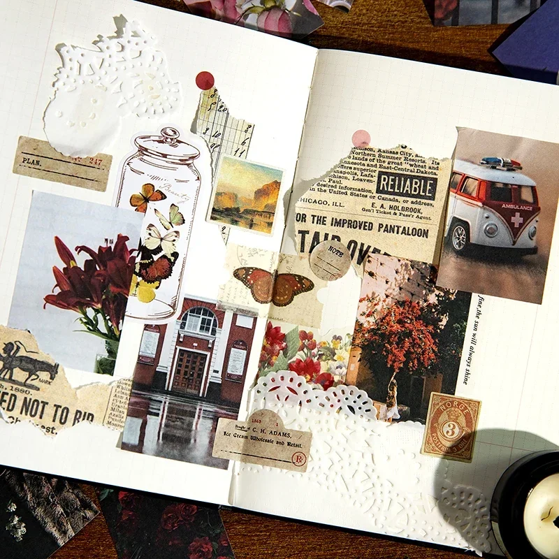 

50 листов в упаковке, наклейки, творческое искусство, красочные растения, пейзаж, ручная палатка, декоративная лампа, 6 вариантов