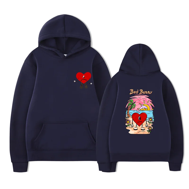 Bad Bunny UN VERANO SIN TI Pattern Double Sided Printed Hoodies Men Women Winter Sweatshirts Unisex Pullover Streetwear Coats for customized hoodies men hoodie
