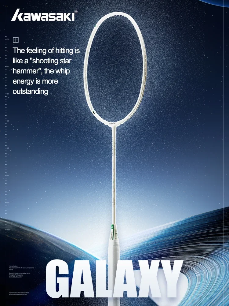 Kawasaki Galaxy Racket Badminton 4U 18-30LBS Badminton Racket Professional for Mid Senior Players