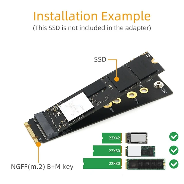 M.2 (NGFF) Key B+M To Key M Adapter Supports 2242/2260/2280 Type M.2 Key M  SSD Dimension New Version Black For PCI-E Bus SSD - AliExpress