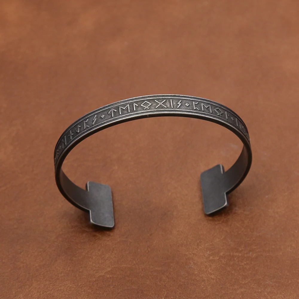 Bangle Bracelet Stainless Steel Bracelet Fashion Vintage Viking Rune Bracelet for Men Women Stainless Steel Nordic Odin Open Bracelets Simple Jewelry Gift
