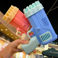 Bubble Gun Kids Toys Rocket 32 Holes Soap Bubbles Machine Gun Shape Automatic Blower With Light Outdoor Toy Gifts Party 2