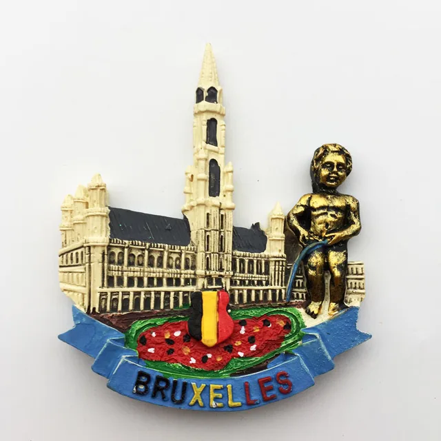 Magnet Frigo 3D Bruxelles - Déco Rétro Et Souvenir En Résine Pour Cuisine Ou Bureau