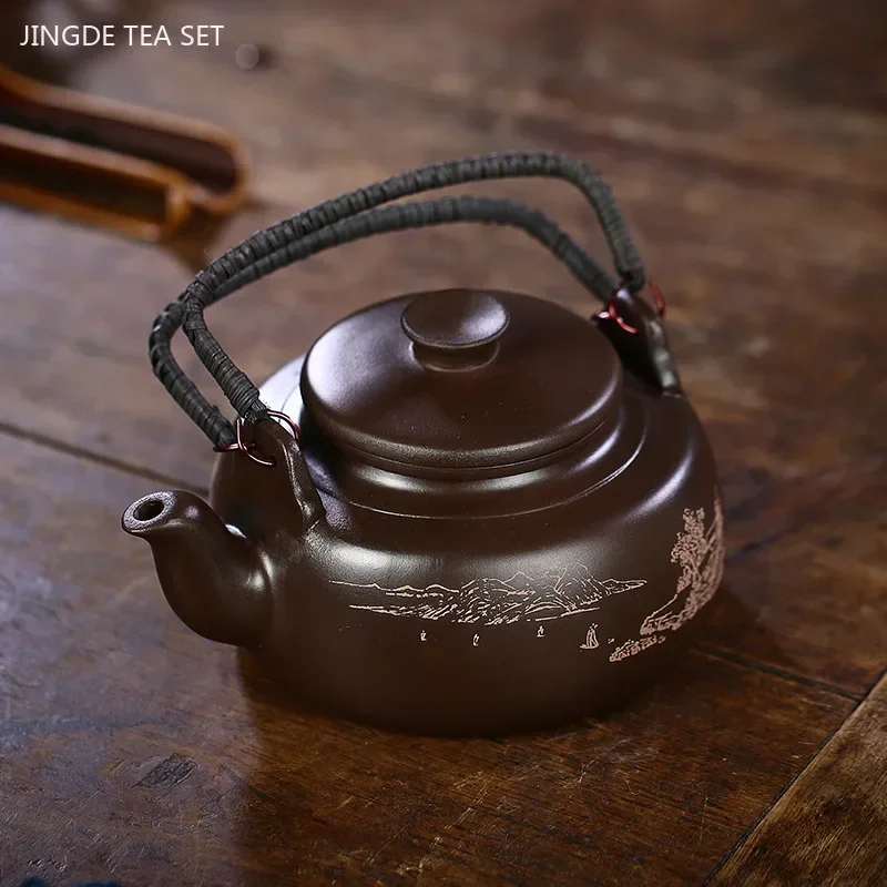 750ml Raw Ore Zisha Large Capacity Teapot Antique Yixing Purple Clay Tea Pot Handmade Filter Beauty Kettle Customized Tea Set