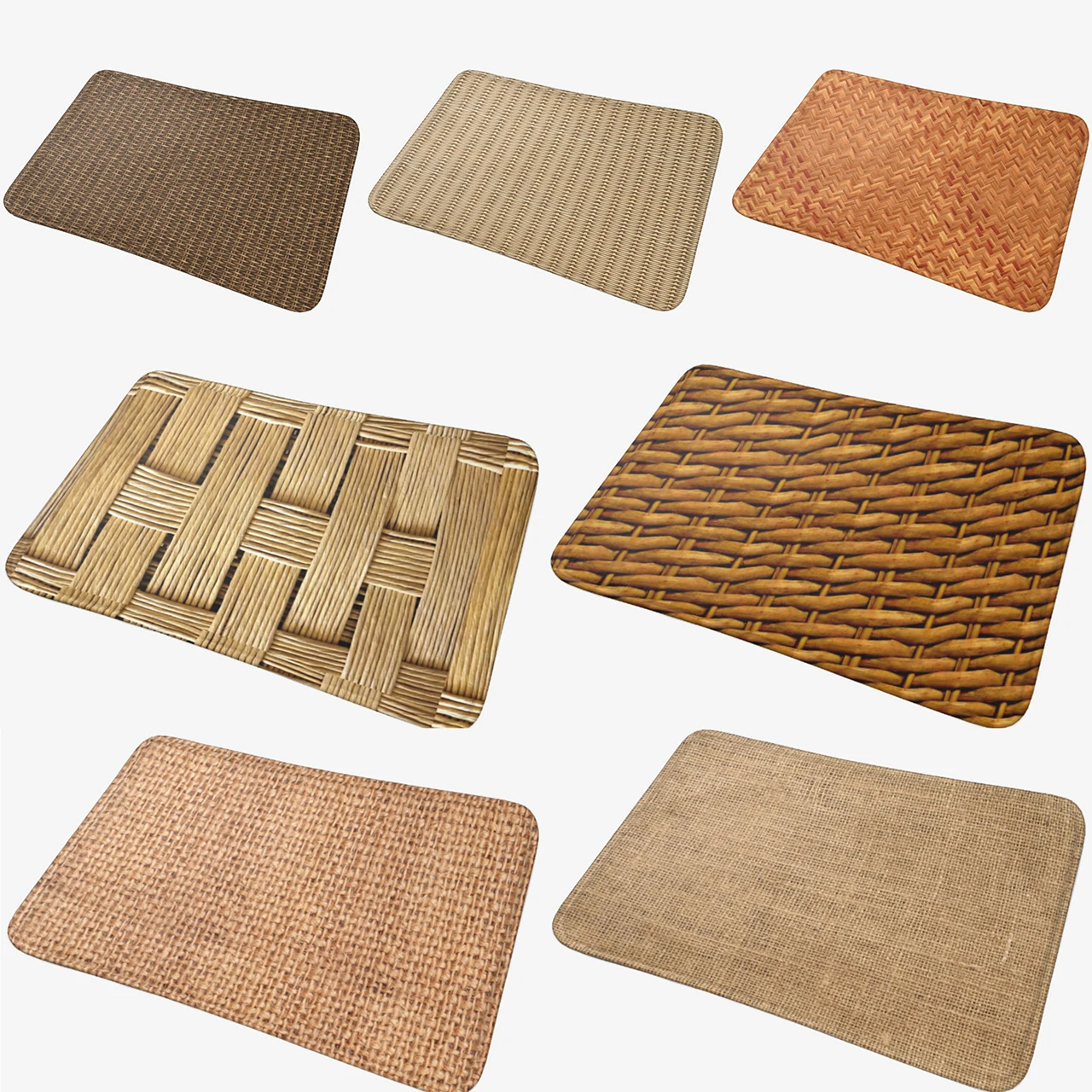 Braided Rattan Wood Wicker Doormat Non slip Super Absorbent Bathroom