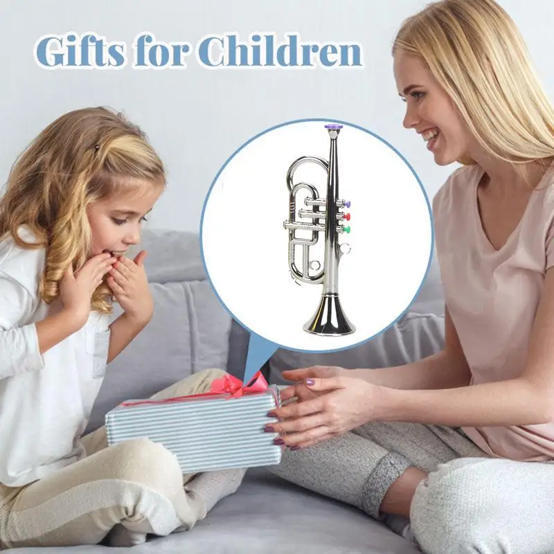 1PC Mini Trumpet Toys Children Early Educational simulated musical instrument Toy for Kids Gifts portable three-tone trumpet