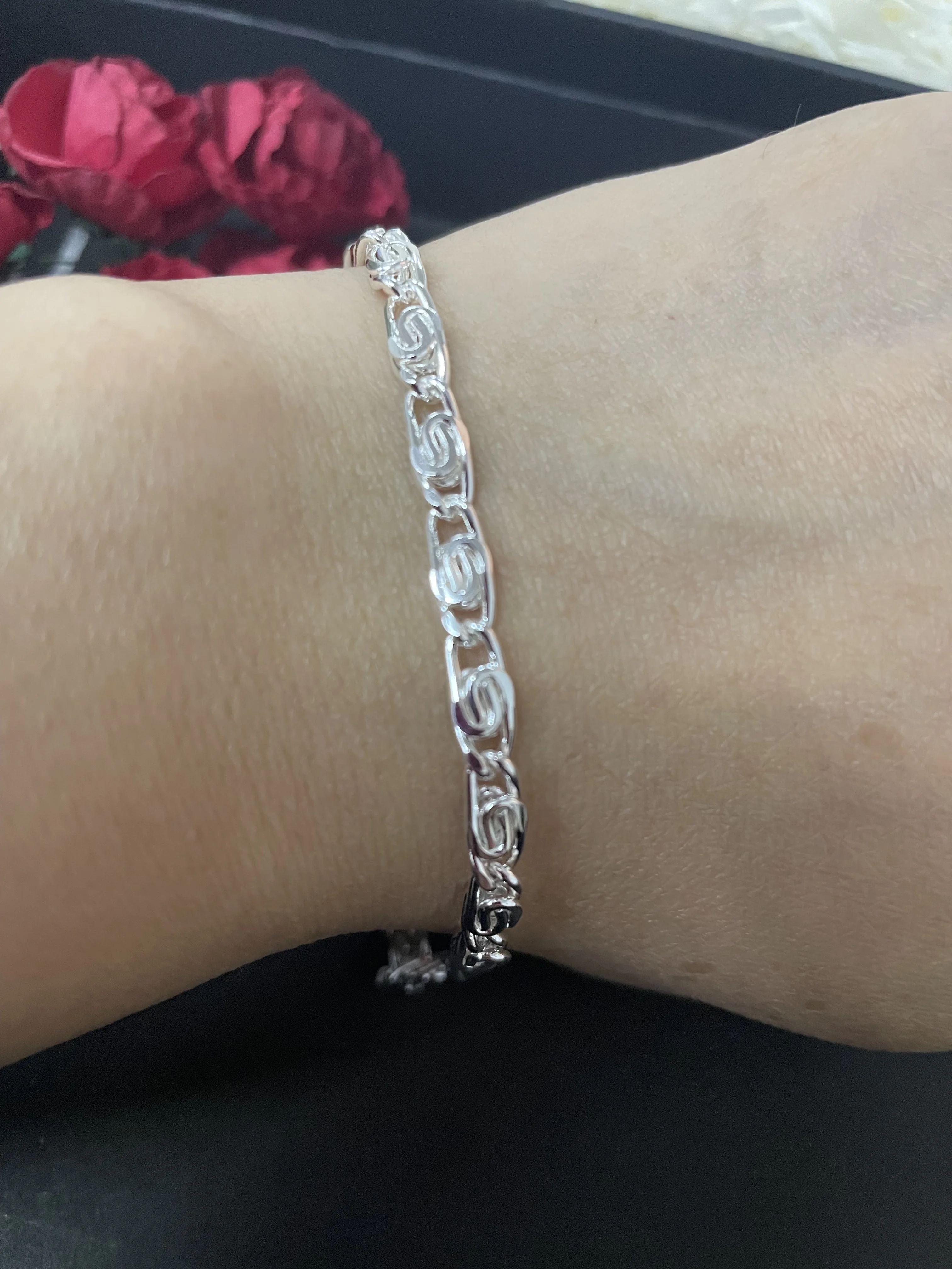 925 Sterling Silber 4mm Halskette und Armband Set für Damen Modischer Eleganter Schmuck Geschenk für Partys und Hochzeiten – Detail 8