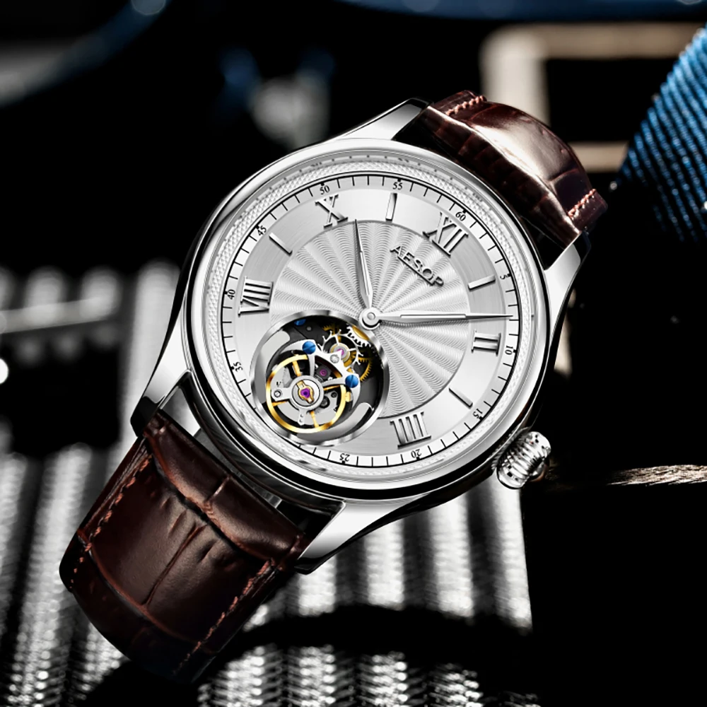 AESOP Official Watch Store Flying Tourbillon Movement Mechanical Wristwatches Skeleton Watches for Menes Luxury Waterproof
