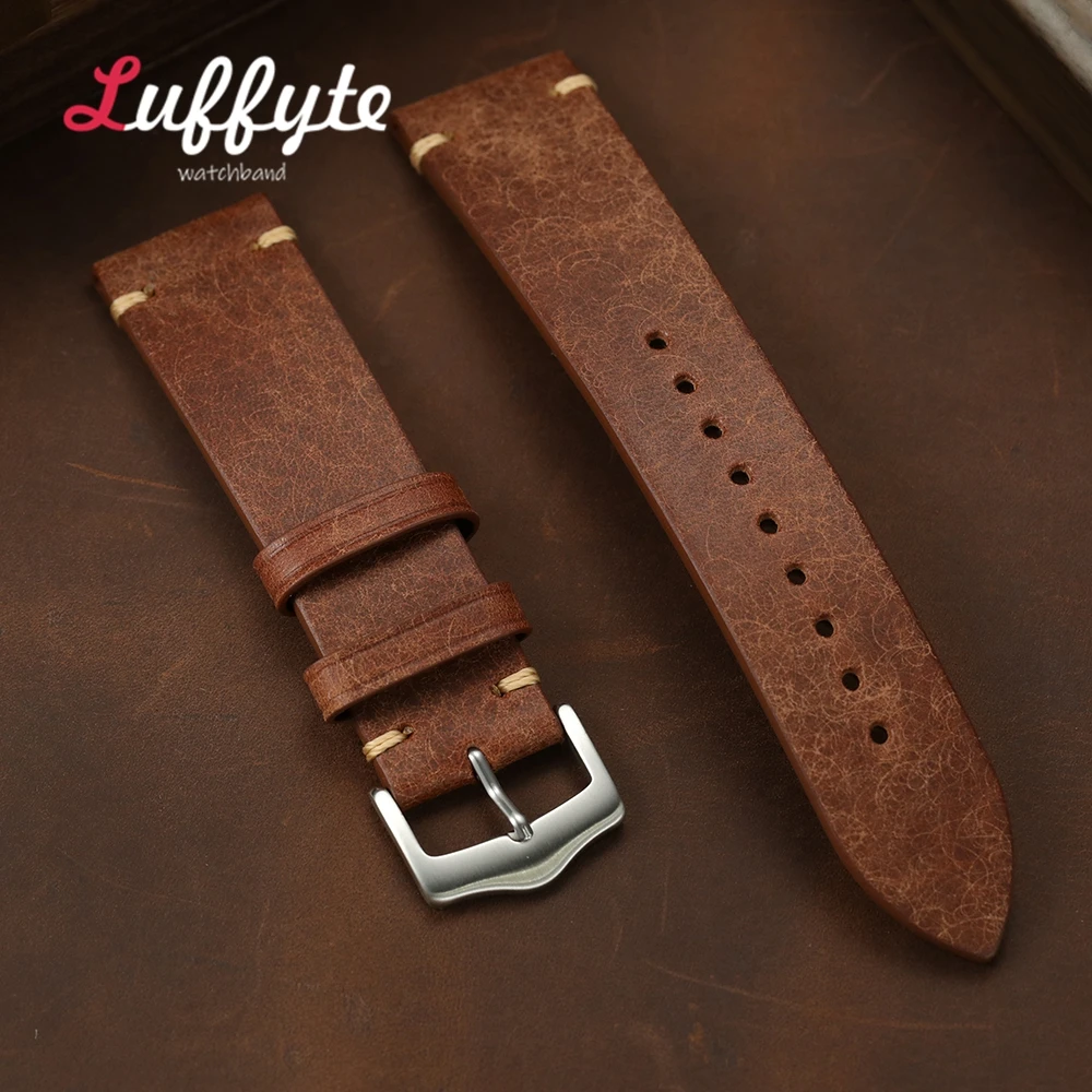 Vintage Frosted Cowhide Leather Watch Strap - High-Quality Accessory