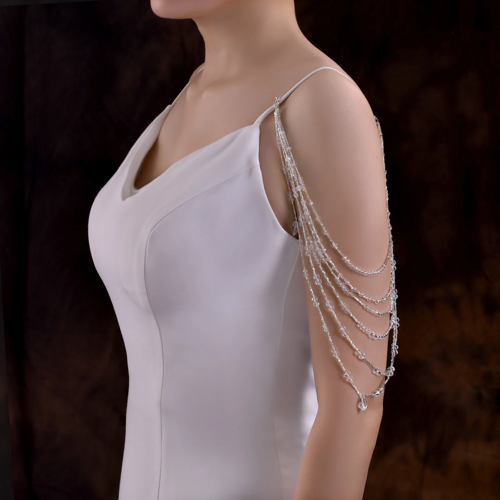 Jewelry Bride Wedding Accessories Crystal Tassel Pendant Necklace Women's Bolero Shawl Dress Shoulder Decoration SG04 - 4
