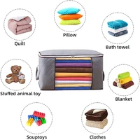 Clothes Storage Bag 5 Pack Blanket Storage 90L 60x40x35cm Large Storage Bag Set with Handles,Foldable Breathable Closet Storage 2