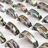 20pcs/lot Black Blue Quality Stainless Steel Bright Shell Band Ring Men Wedding Rings Women Party Jewelry 6