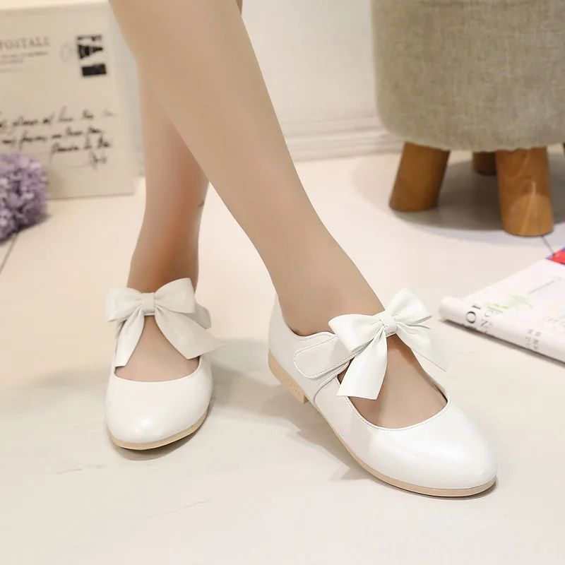 Leather Shoes Girls Shoes Girls Flats Girls' Leather Shoes Spring and Autumn Girl Children's Shoes Flat soled Student Pink Princess Leather