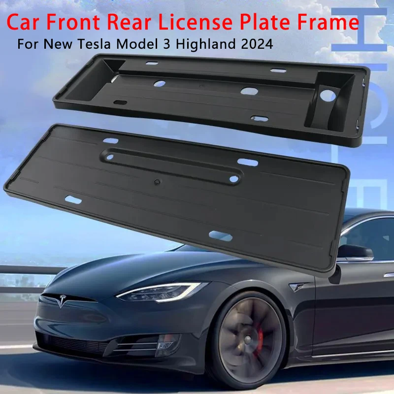 

Front Rear License Plate Frame for Tesla Model 3+ Highland Car Modification License Plate Holder Model 3 2024 Car Accessories