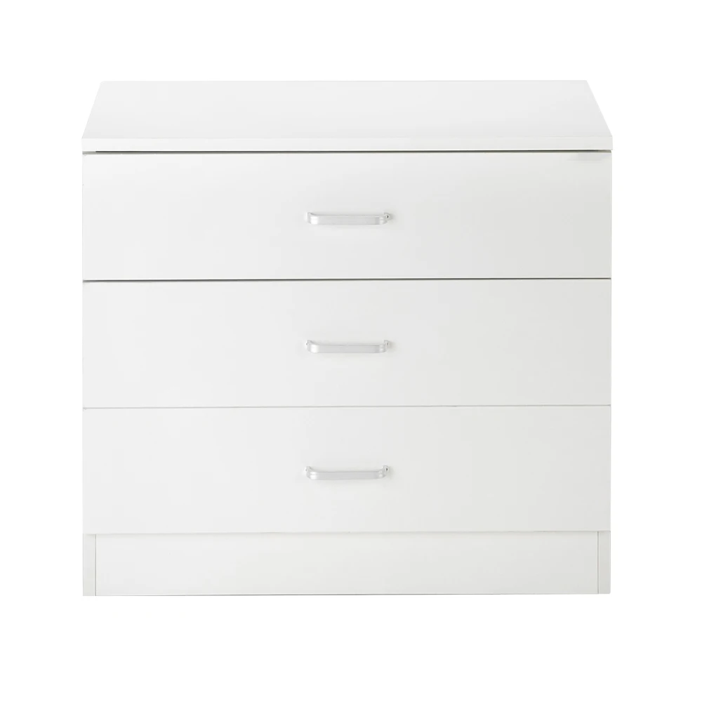 

Modern Wood Nightstands Simple 3-Drawer Dresser Beside Table White 66x33x56cm