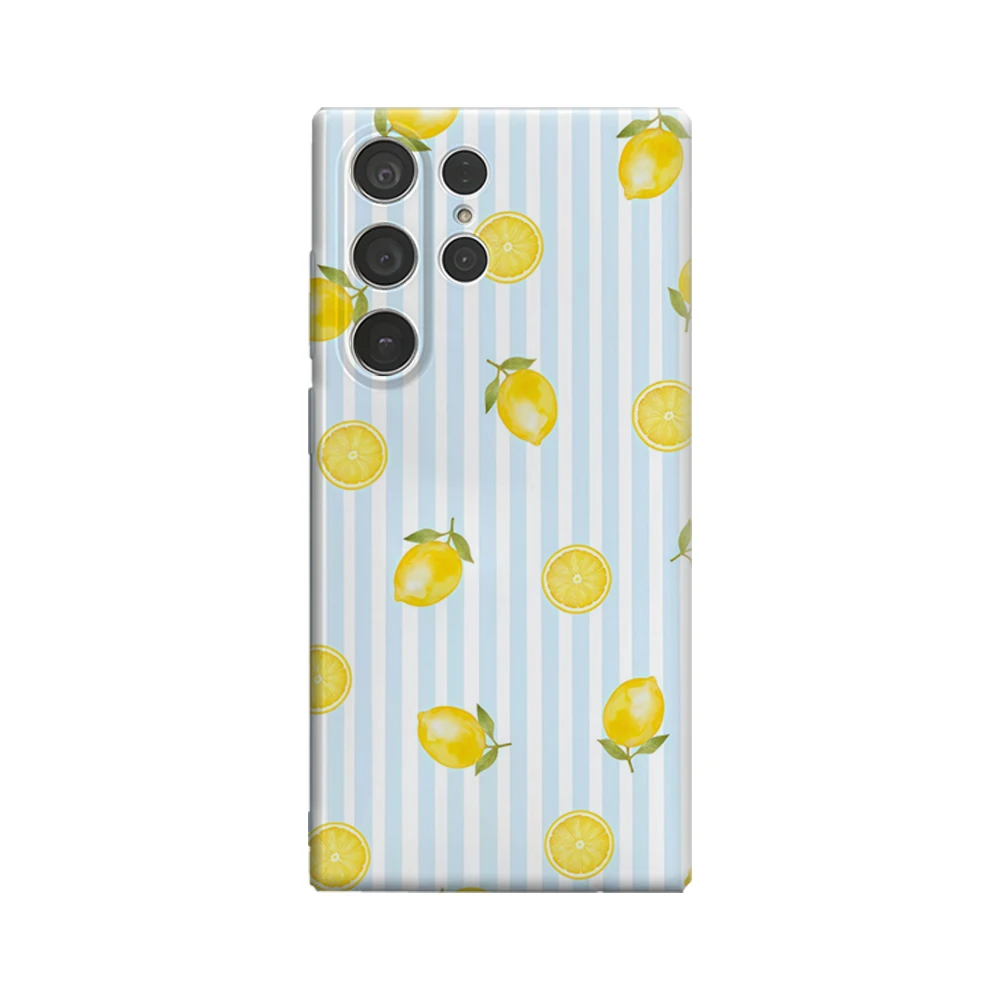 Lemon & Blue Stripes Glossy Double-Layer Phone Case