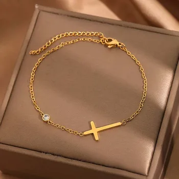 Gold Cross Chain Bracelet 1