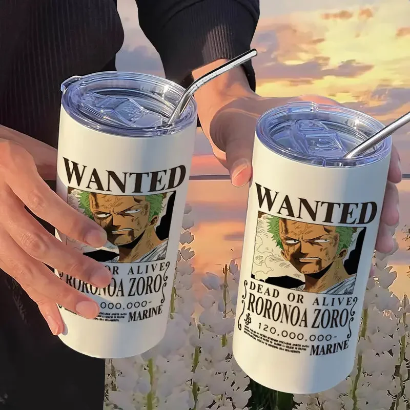 thumbnail image 1 of Taza de aislamiento de One Piece Luffy Sauron con pajita, taza de café práctica, modelos de pareja de acero inoxidable portátiles de alto valor, 1 of 5