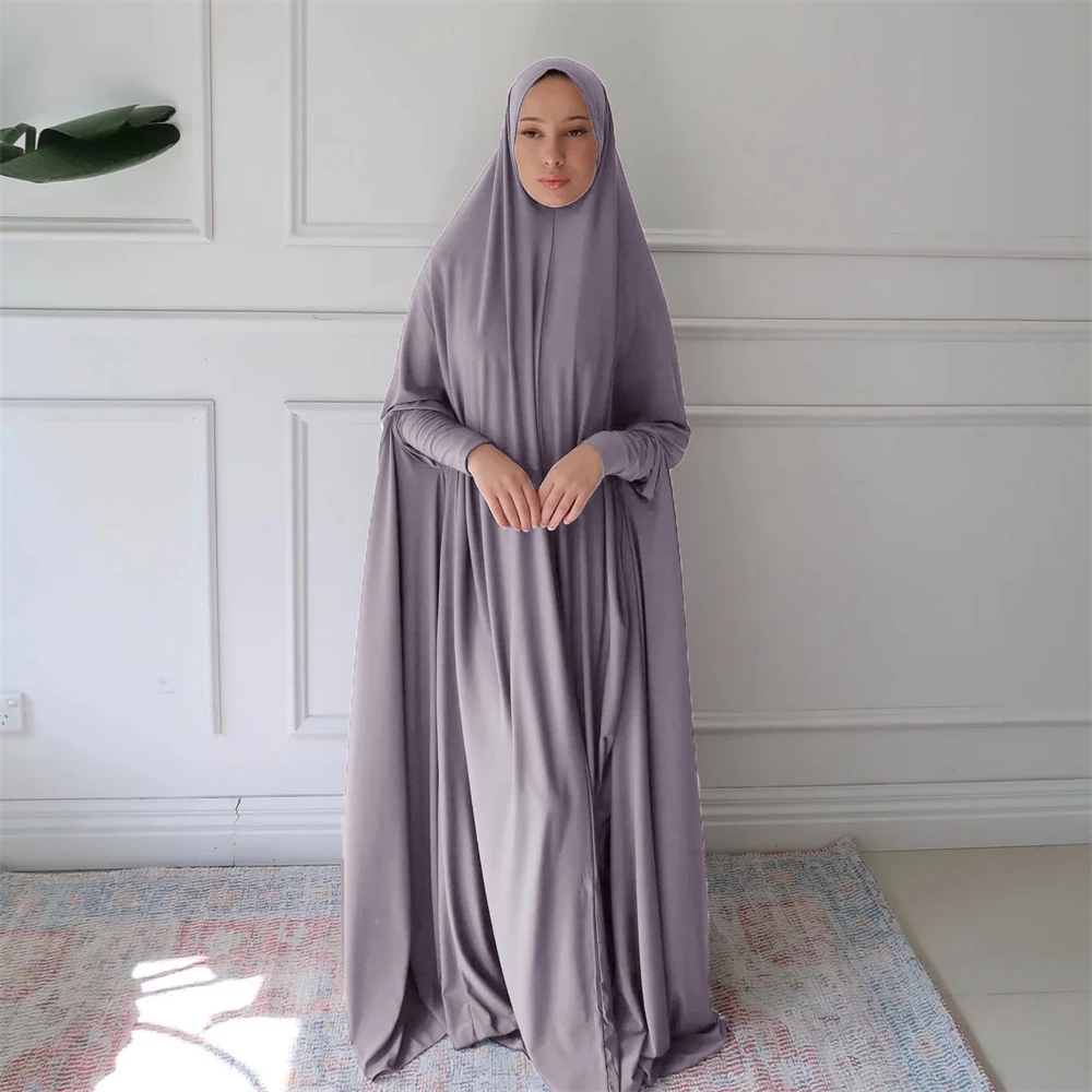 Muslim Women Jilbab Prayer Dress Hijab Hooded Abaya Ramadan Eid Islamic Clothing Dubai Saudi Black Robe Turkish Modes Dresses