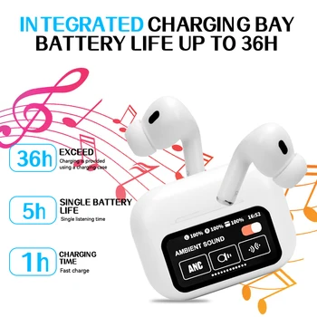 Bluetooth headphones multifunctional touch screen ANC noise reduction ultra-long life in-ear wireless headphones 2