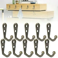 10pc Mini Bronze Wall Mounted Single Coat Hanger Hook Rustic Robe Hook Black Metal Towel Hook Vintage Hanger for Hat Key Closet 1