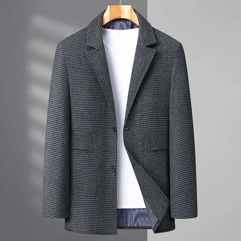 Men Plaid Suit Jacket for Full Figured