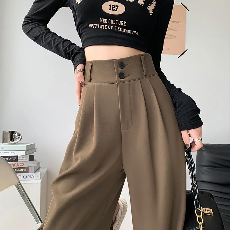 High Waist Wide Leg Pants Women Korean Fashion Spring Loose High Waist Wide Leg Pants Women Korean Fashion Spring Loose