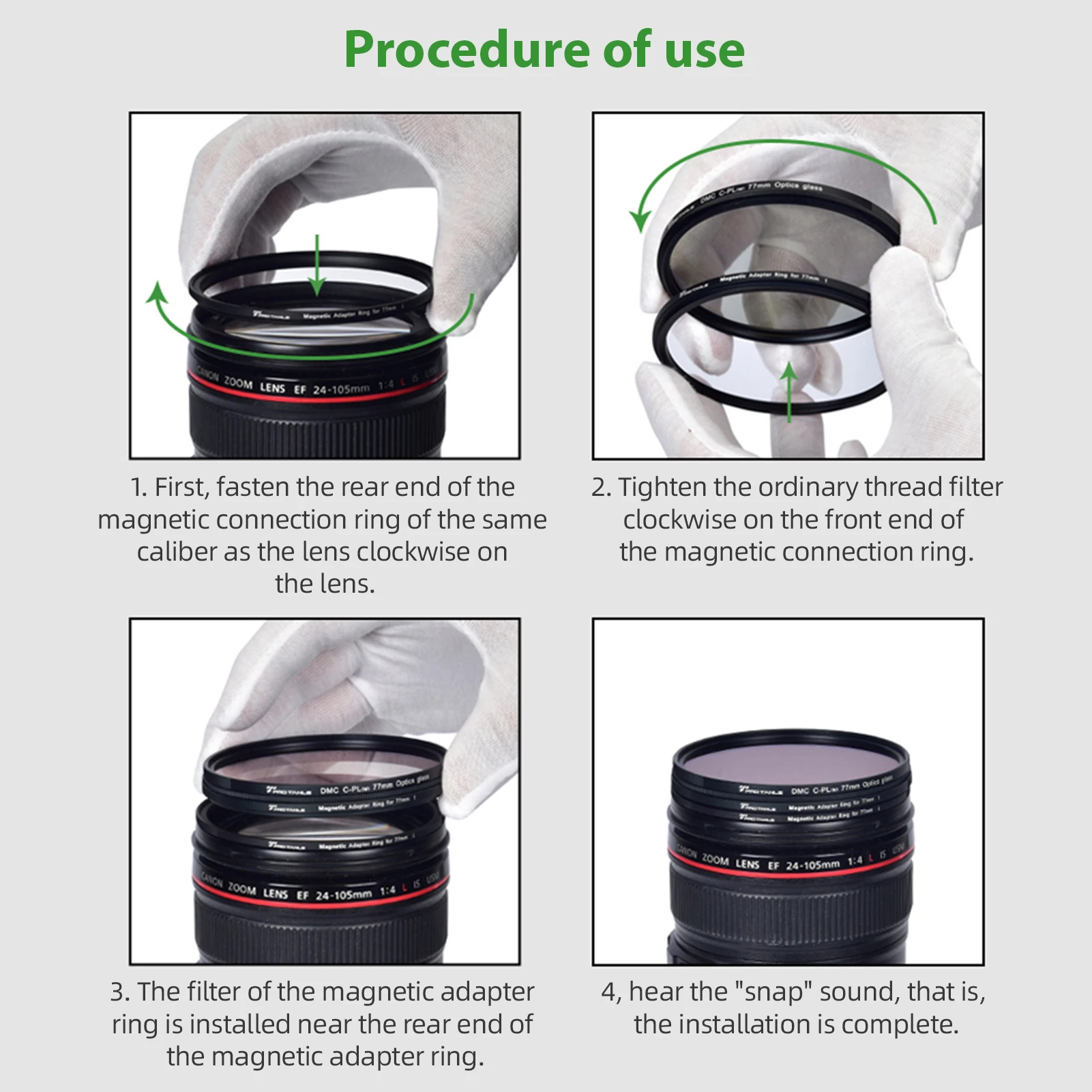PRO TANLE Magnetic Filter Adapter Ring Kit 72mm Ring Adapter Filter and Lens Magnetic filter step up rings lens adapter lens filter adapter ring