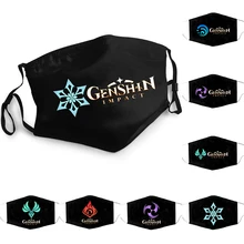 

Adult Genshin Impact Game Cosplay Reusable Washable Pm2.5 Protection Adjustable Unisex Black Masks Adjustable Earloop Bandage