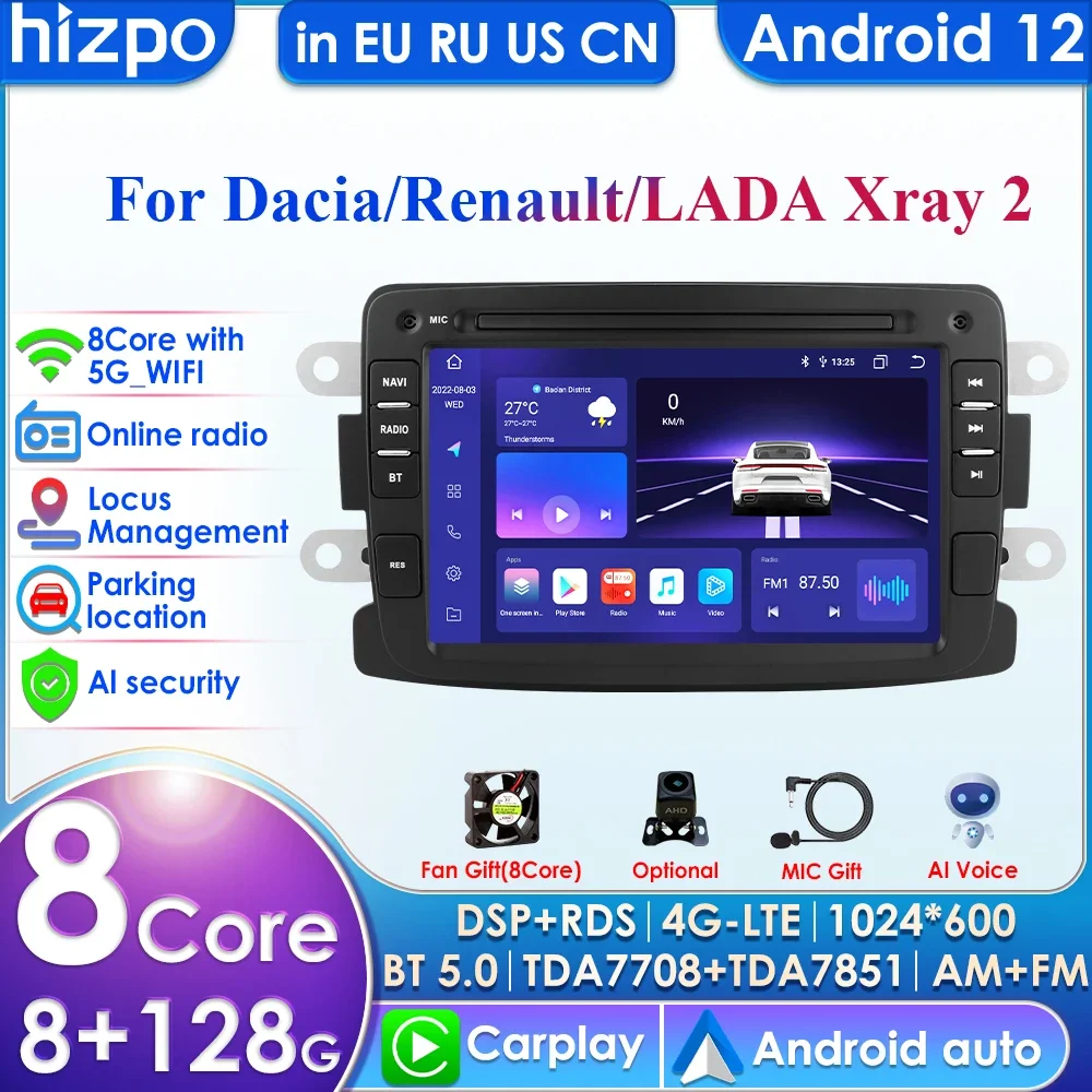 

7862 2din Android Autoradio for Dacia Logan Dokker Duster Sandero Lodgy Renault Captur Symbor Duster Lada Xray 2 Multimedia GPS