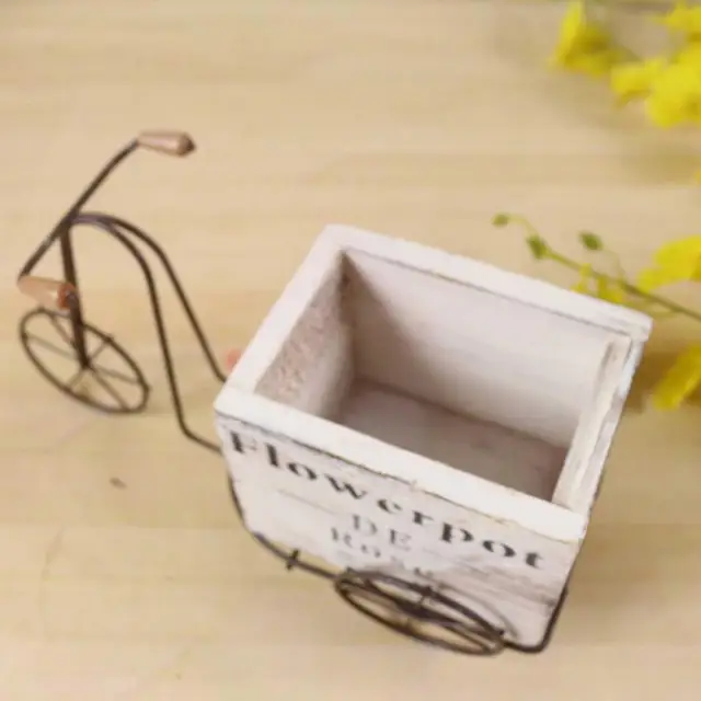 Divat Vaskerék Virág Pot Antik Fa Ültetvényes Virágcserép Mozgatható Kertészkedés Kerékpár Edény Otthoni Kerti Dekorációhoz - Image 4