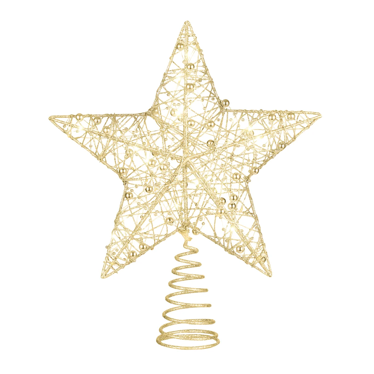 

Christmas Tree Topper Creative Star Glitter Treetop Star with String Lights for Christmas Party Decoration ( Golden, 25 x 30cm )