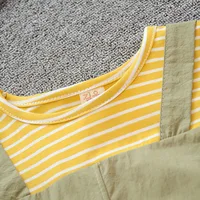 (0-3 Years Old) Summer Cotton Striped Short Sleeved Fake Two-Piece Girl'S Dress Cute Cartoon Girl Strap Dress 3
