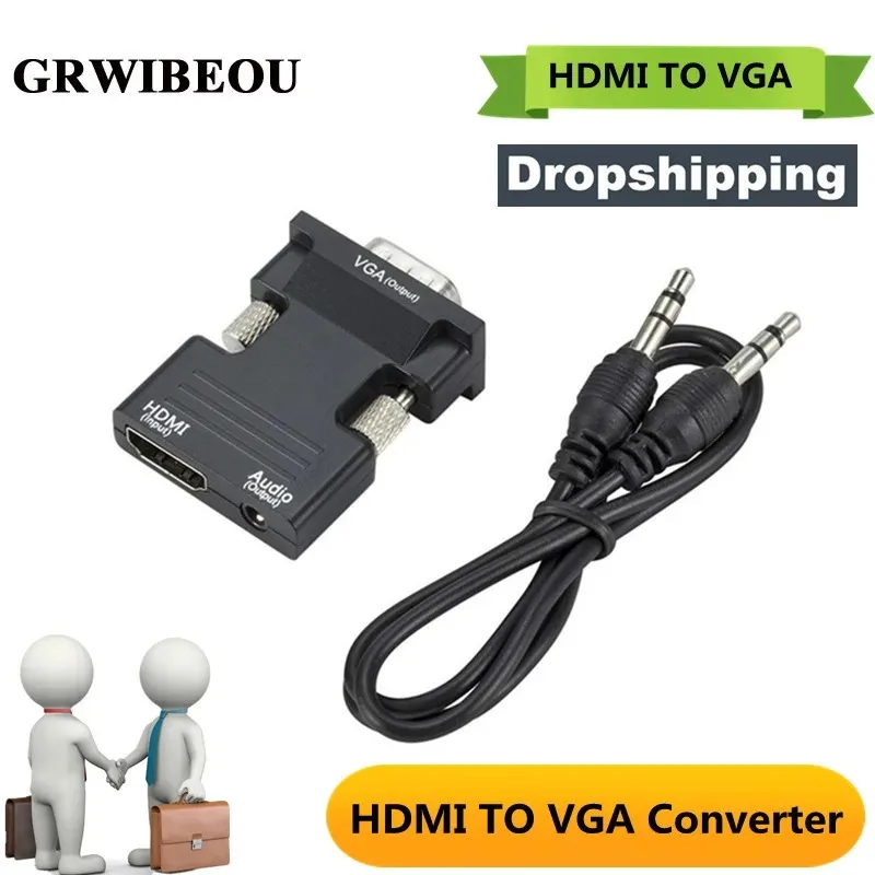 

HDMI to VGA Adapter Female to Male Digital To Analog 1080P HDMI TO VGA Audio Video Converter for PC Laptop TV Box Projector