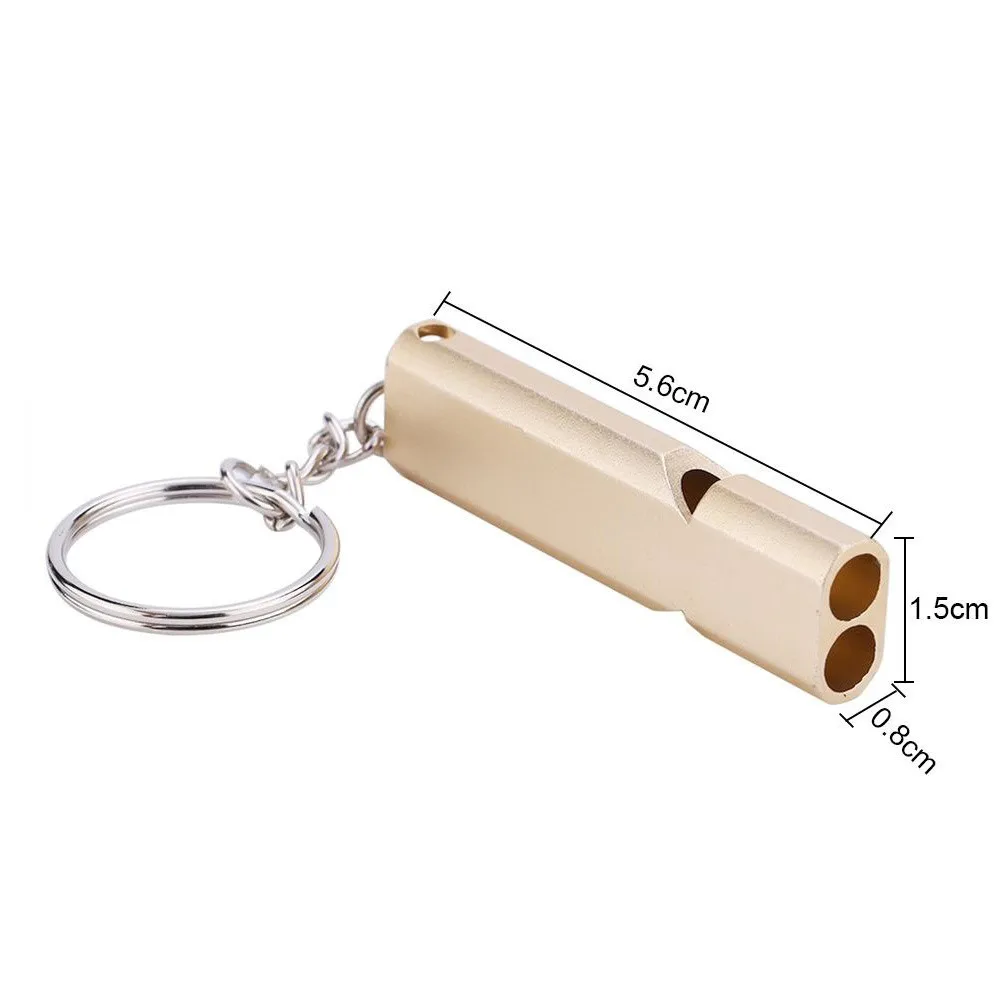 120db Outdoor Survival SOS Whistle Aluminum Camping Hiking Keychain Portable Dual-tube Survival Whistle Camping Parts
