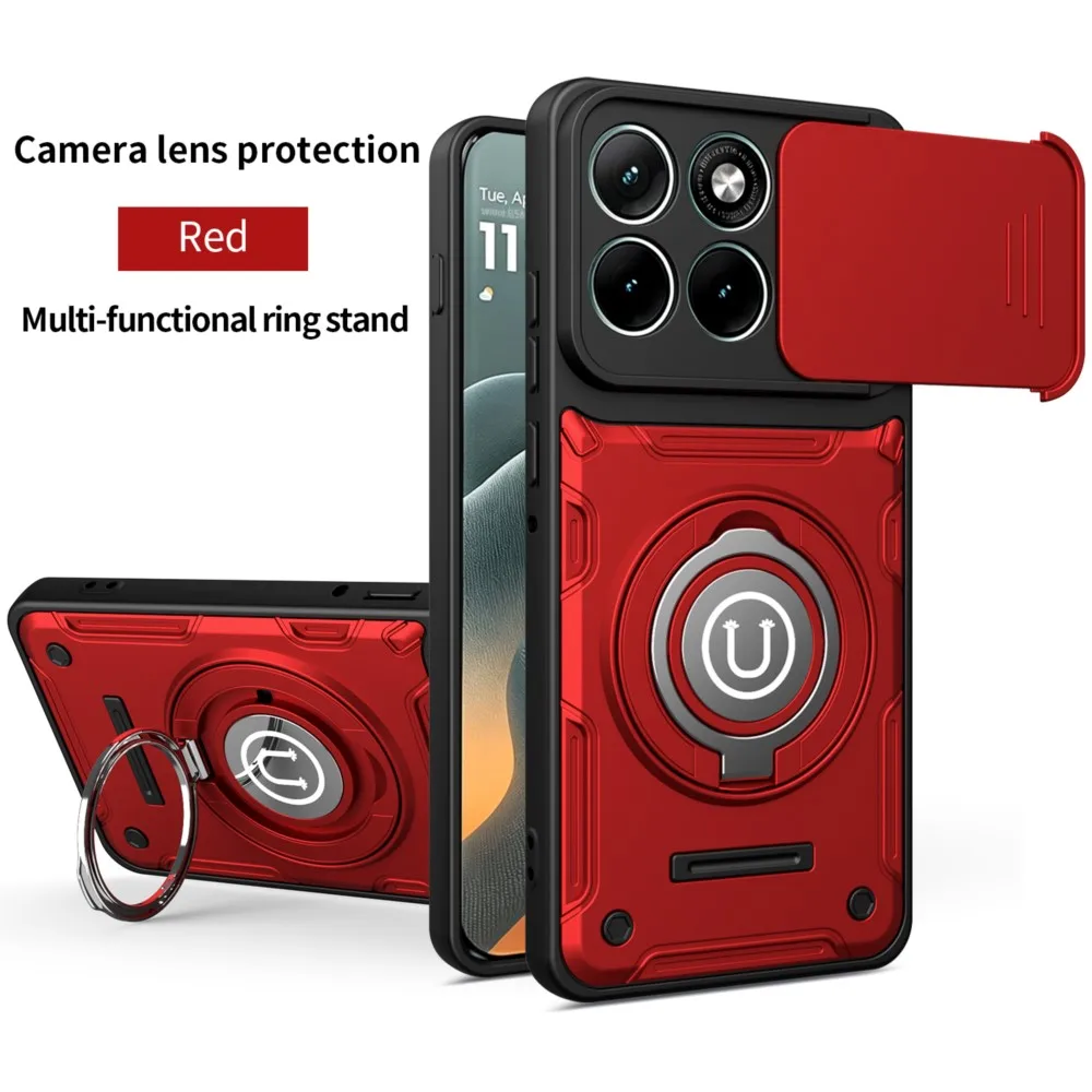 Magnetic Holder Armor Cover with Slide Camera Protection
