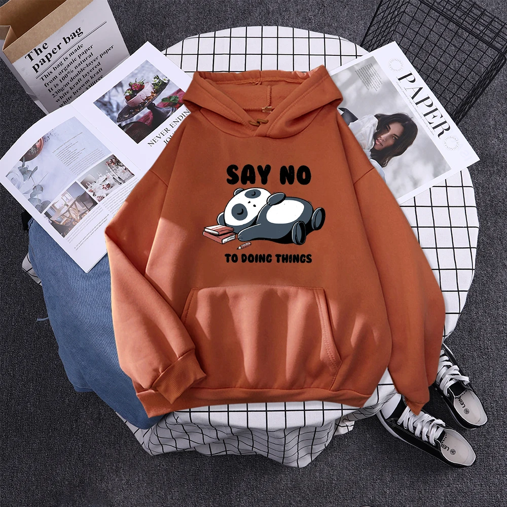 Hoody Sleeping Panda Says No Printing New Womens Hoodie Oversized Warm Female Hoodies Streetwear Fashion Sweatshirts For Women