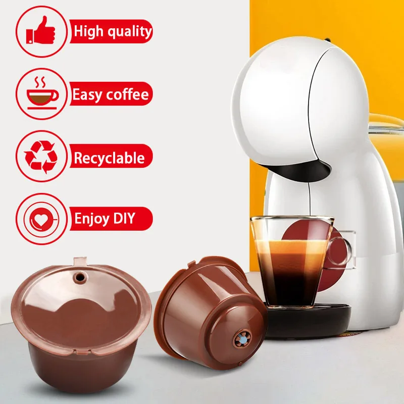 Reusable Coffee Capsule Filter Cup For Nescafe Dolce Gusto Refillable Caps Spoon Coffee Strainer Tea Basket Kitchen Accessory