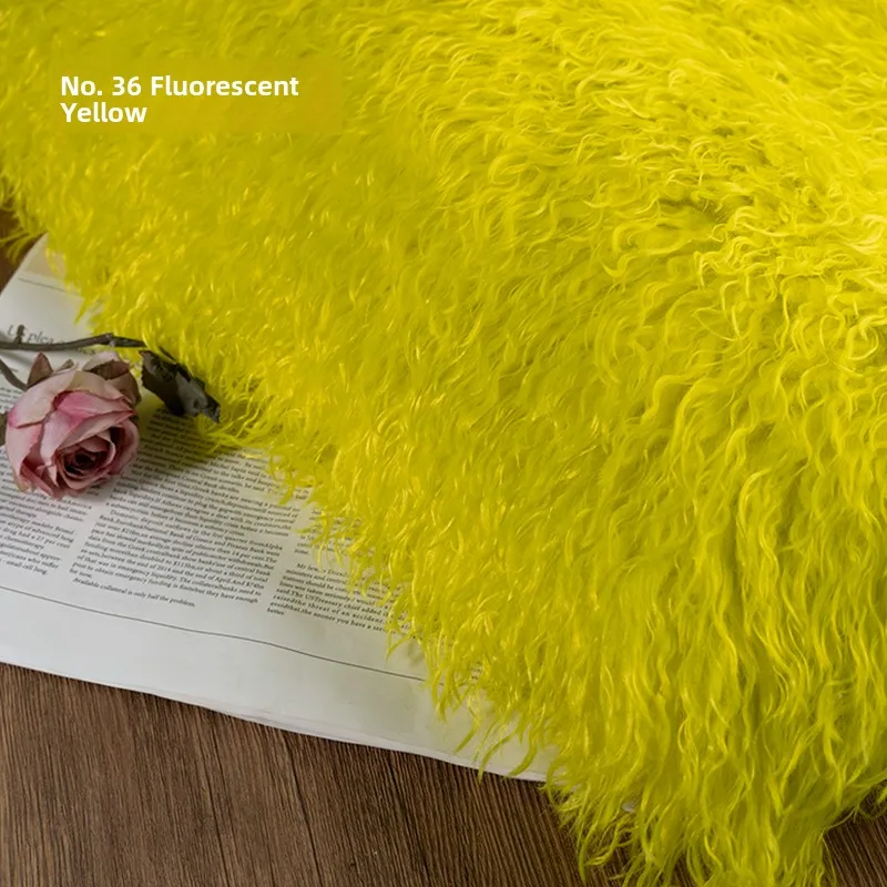 High-End Long Plu Woolen Fur DIY Handmade Fabric Small Lamb Curly Woolen Velvet Clothing Decoration Faux Beach Wool Fur