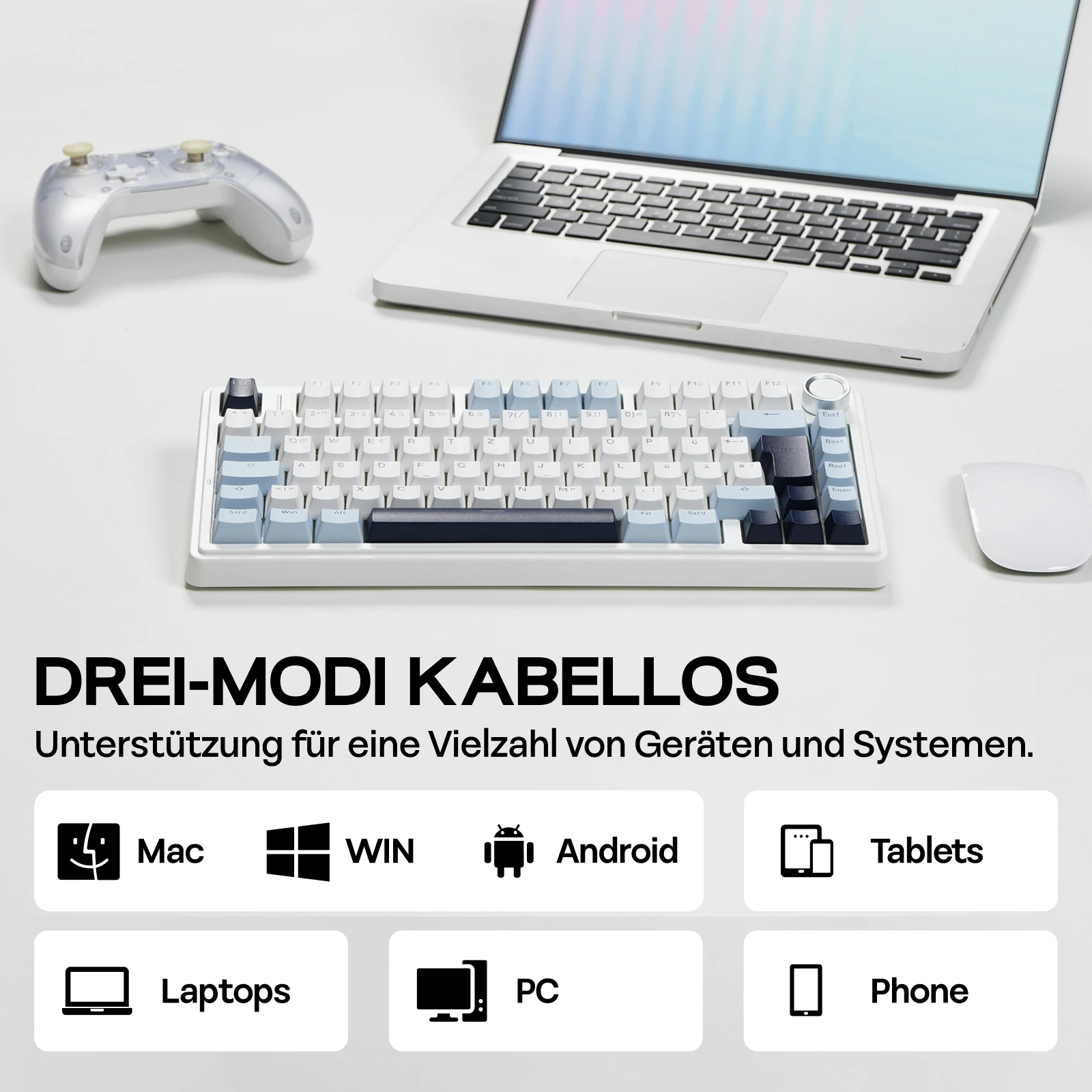 Clavier Mécanique Sans Fil EPOMAKER F75 AZERTY - Format 75%, RVB, Bluetooth/2.4G, Switches Hot-swap, Pour Gaming Et Bureautique - 3