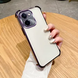 Transparent Colorful Soft Corner Airbag Anti - Drop Lens Film Phone Case Cover for POCO X7 Pro 5G (PURPLE)