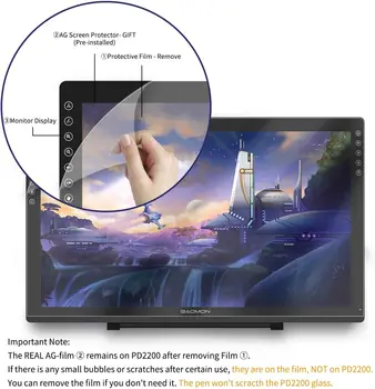 GAOMON PD2200-21.5 Inch Digital Tablet Anti-Glare Full Lamination Screen Display with 8 Touch Keys Support ±60° Tilt Function 4