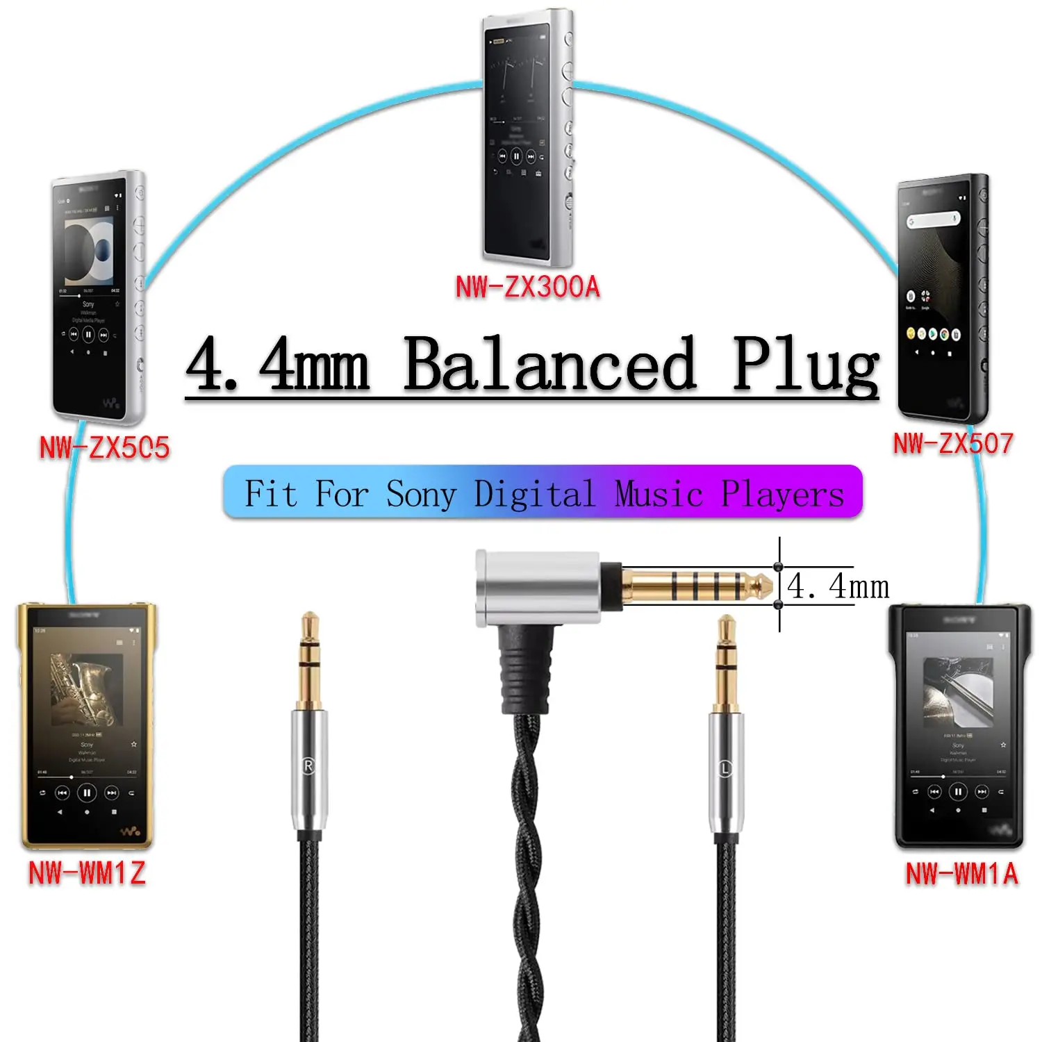 4.4mm 2.5mm BALANCED Headphone Cable for Hifiman Sundara Arya Ananda HE4XX HE560 HE400SE HE-350 Replacement Audio Cable Cord