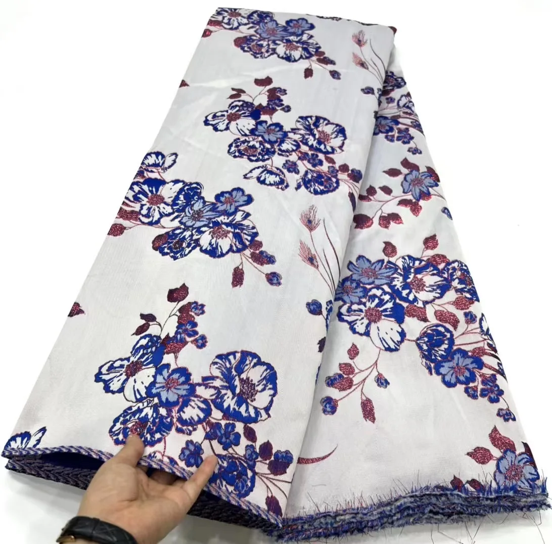 

High Quality African Nigerian Gilding Tulle Lace Fabric Embroidery Tulle French Lace Jacquard Brocade Lace Fabric 5 YardWP116-2