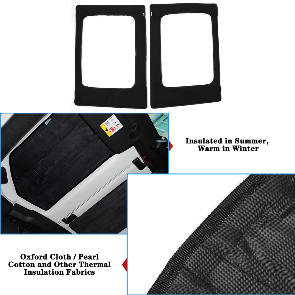 Roof Heat Insulation Cover Pad Rear Window Cotton Mat for Jeep Wrangler JK 2007 2008 2009 2010 4-Door Car Interior Accessories