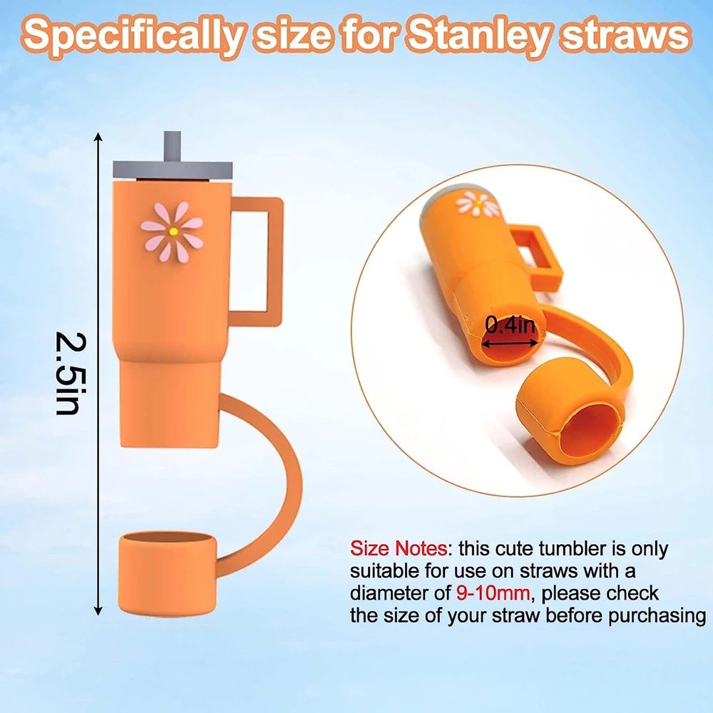 Stanley Straw Cover,6 Pack Straw Cover for Stanley Cup,Silicone Straw  Topper 0.4in/10mm for Stanley Cup 30&40 oz for Tumblers (Pink+Blue+Grey)