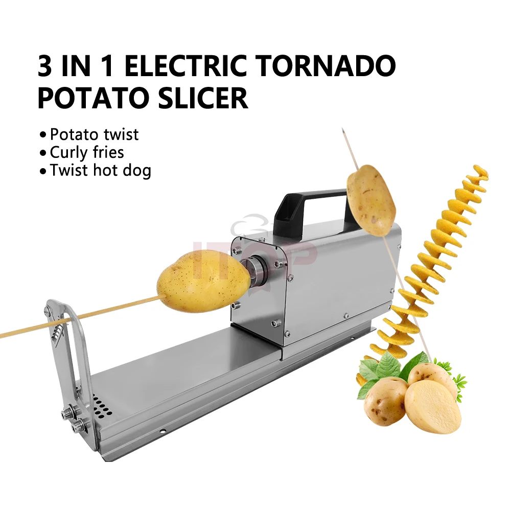 CGOLDENWALL 3 in 1 Electric Tornado Potato Slicer Spiral Potato Cutter  Twisted Potato Slicer Spiral Twister Cutter Thicker Stainless Steel  Vegetables