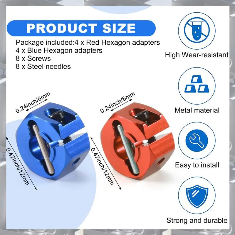 Hot Selling-4 Pcs Aluminum Thickness Wheel Hex 12Mm Drive Hub With Pins Screws For RC Car Crawler Trucks Slash,4 Pcs Aluminum Th