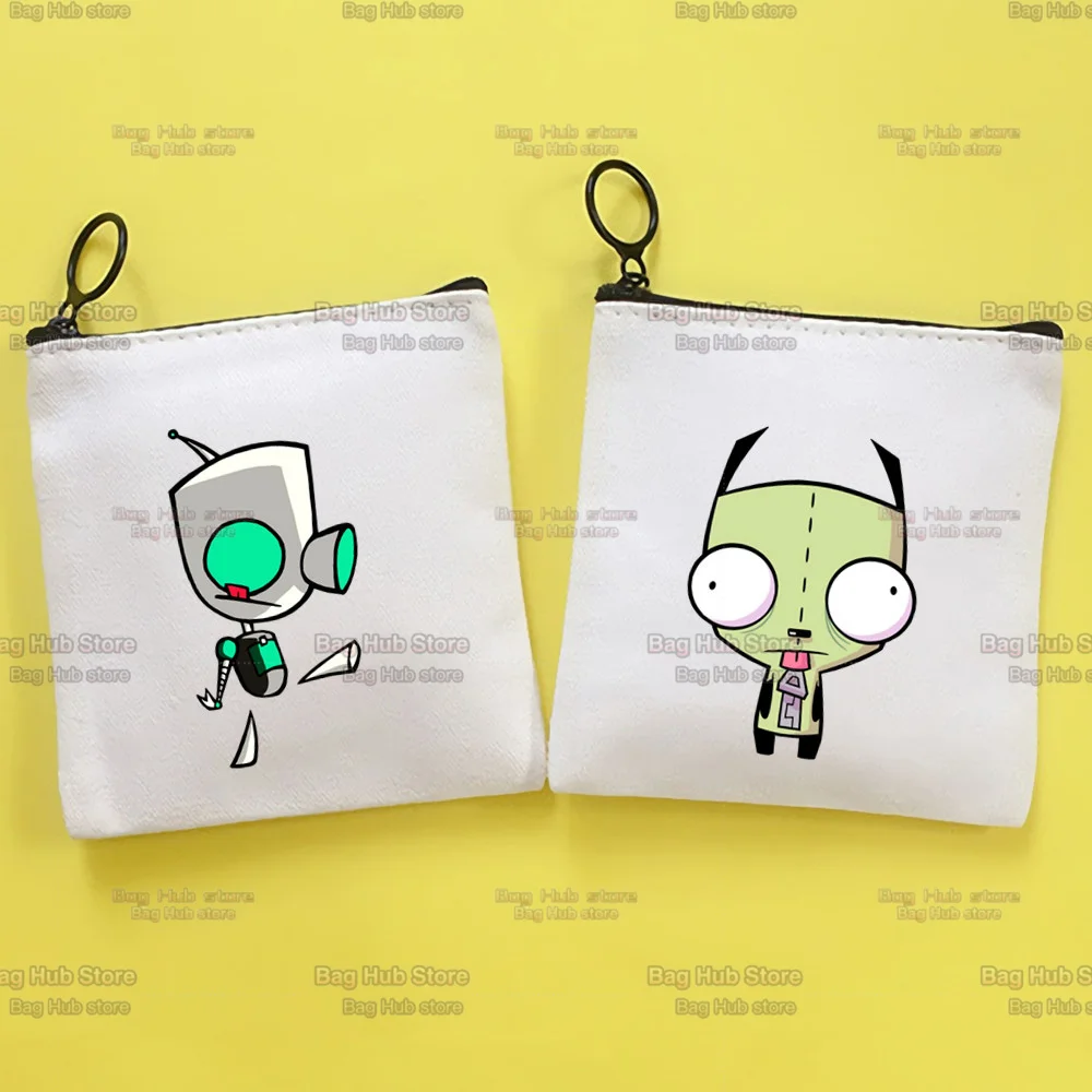 

Invader Zim Zim Image Cartoon Canvas Zipper Coin Bag Female Student Mini Cute Coin Purse Lipstick Bag Small Portable